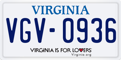 VA license plate VGV0936