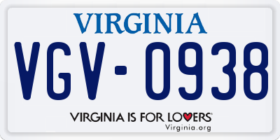 VA license plate VGV0938
