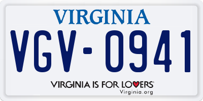 VA license plate VGV0941