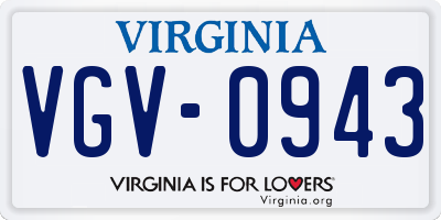 VA license plate VGV0943