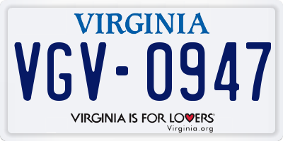 VA license plate VGV0947