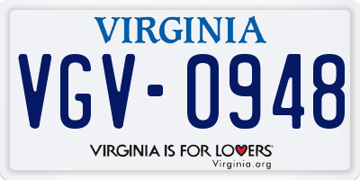 VA license plate VGV0948