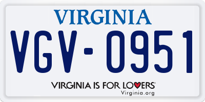 VA license plate VGV0951