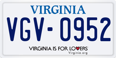 VA license plate VGV0952