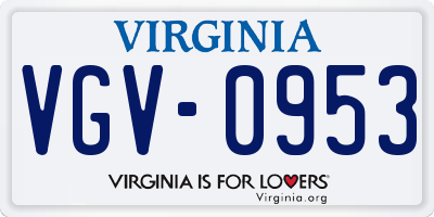 VA license plate VGV0953