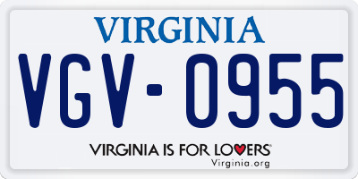 VA license plate VGV0955