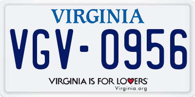 VA license plate VGV0956