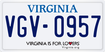 VA license plate VGV0957