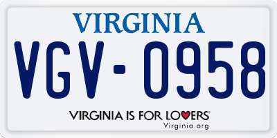VA license plate VGV0958