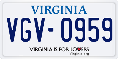 VA license plate VGV0959