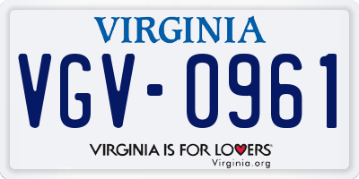 VA license plate VGV0961