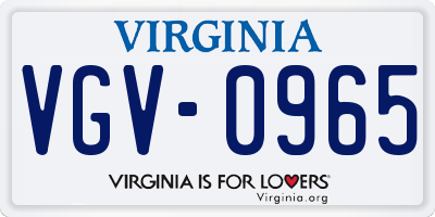 VA license plate VGV0965