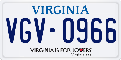 VA license plate VGV0966