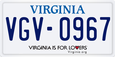 VA license plate VGV0967