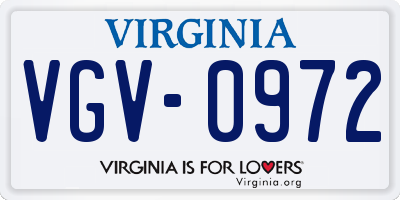 VA license plate VGV0972