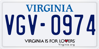 VA license plate VGV0974