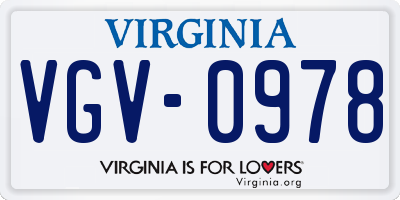 VA license plate VGV0978