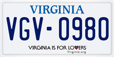 VA license plate VGV0980
