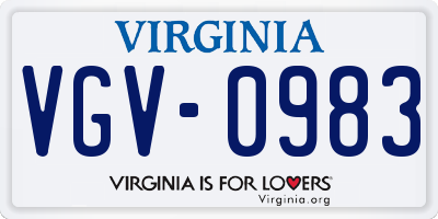 VA license plate VGV0983
