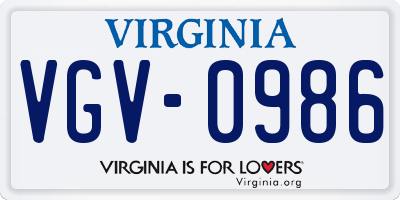 VA license plate VGV0986