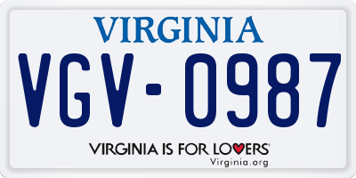 VA license plate VGV0987