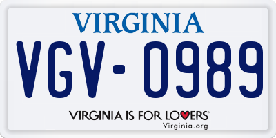 VA license plate VGV0989