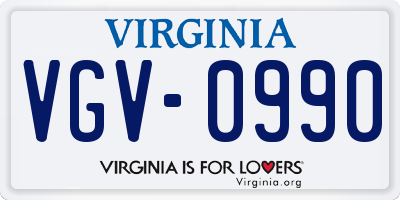 VA license plate VGV0990