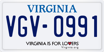 VA license plate VGV0991