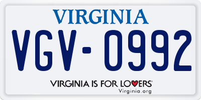 VA license plate VGV0992