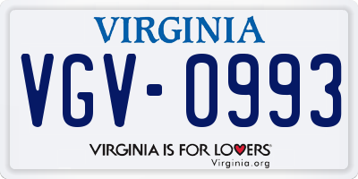 VA license plate VGV0993