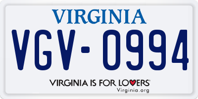 VA license plate VGV0994