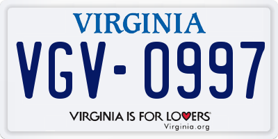 VA license plate VGV0997