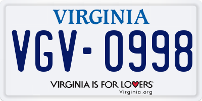 VA license plate VGV0998
