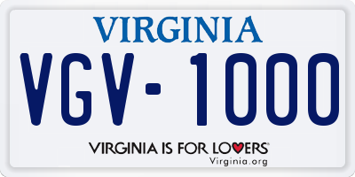 VA license plate VGV1000