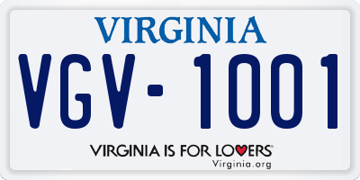VA license plate VGV1001