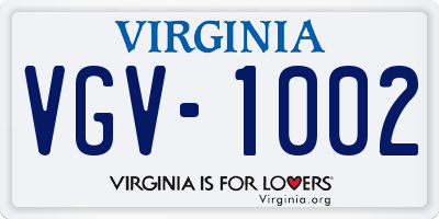 VA license plate VGV1002