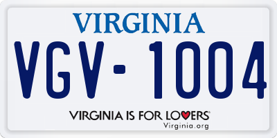 VA license plate VGV1004