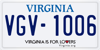 VA license plate VGV1006