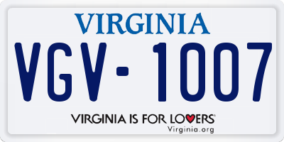 VA license plate VGV1007