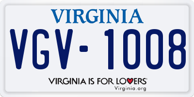 VA license plate VGV1008