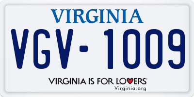 VA license plate VGV1009