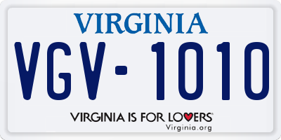 VA license plate VGV1010