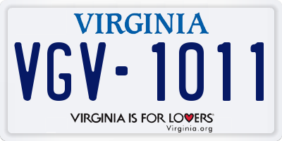 VA license plate VGV1011