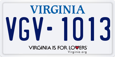 VA license plate VGV1013