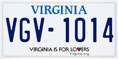 VA license plate VGV1014