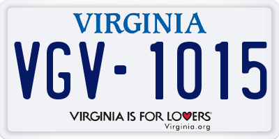 VA license plate VGV1015
