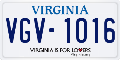 VA license plate VGV1016