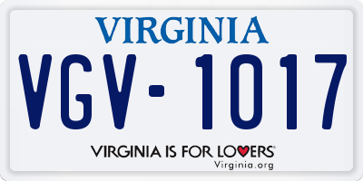 VA license plate VGV1017
