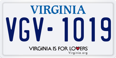VA license plate VGV1019
