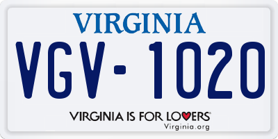 VA license plate VGV1020